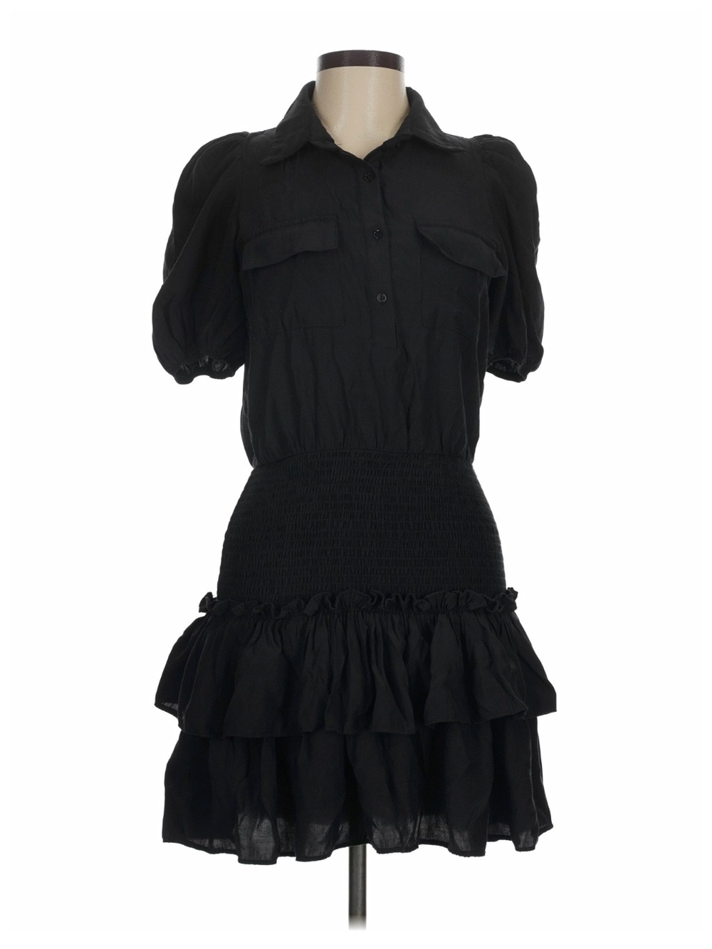 TCEC Black Drop Waist Collared Mini Dress, Size Medium